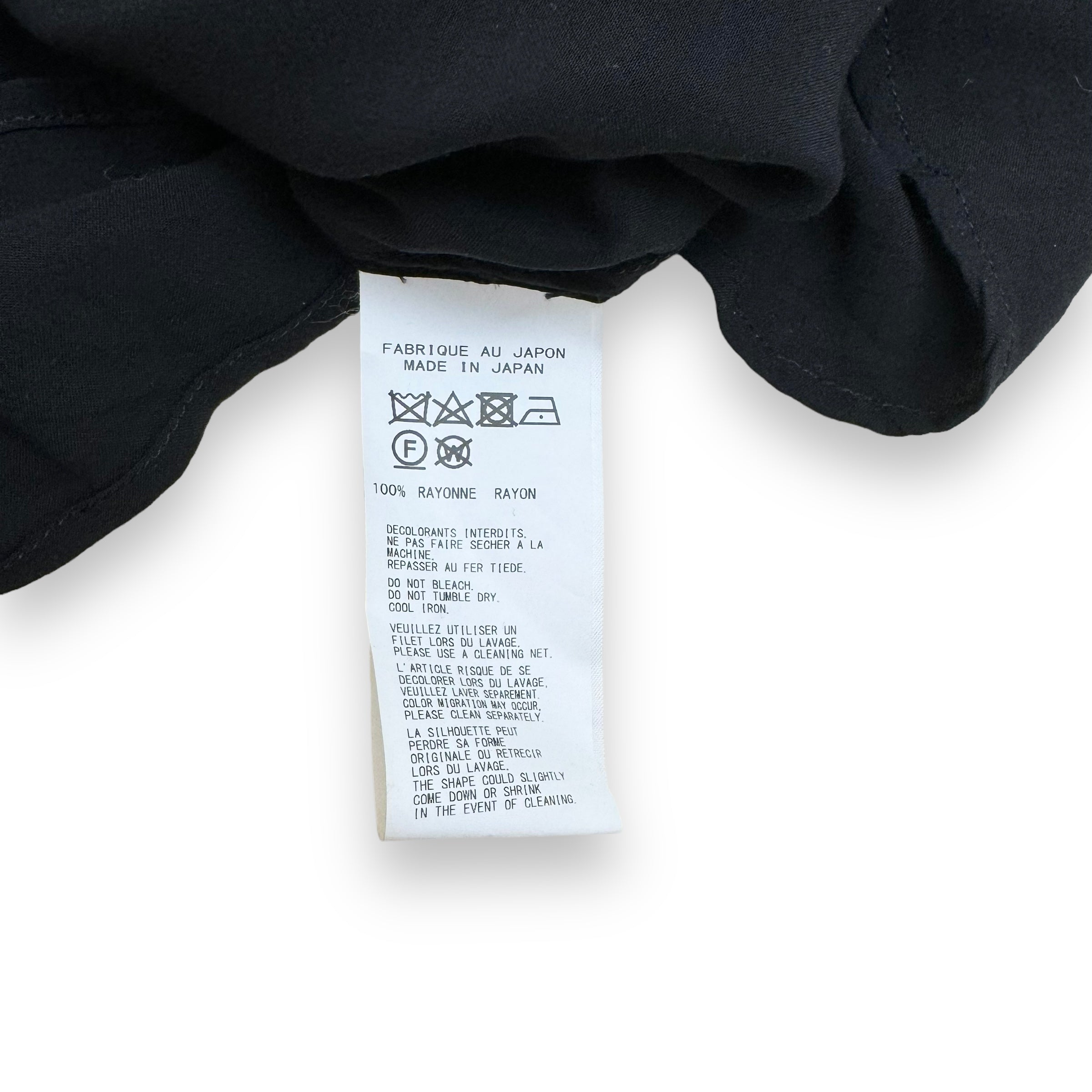 YOHJI YAMAMOTO POUR HOMME DOUBLE COLLAR RAYON SHIRT BLACK L