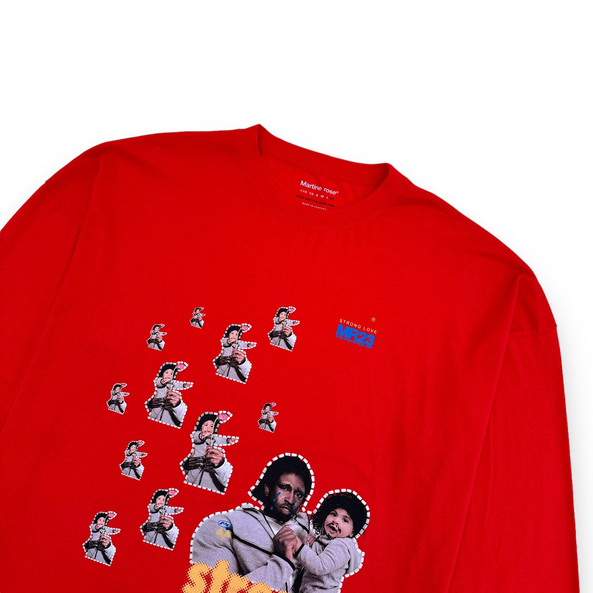 MARTINE ROSE OVERSIZED LONG SLEEVE T-SHIRT RED XL