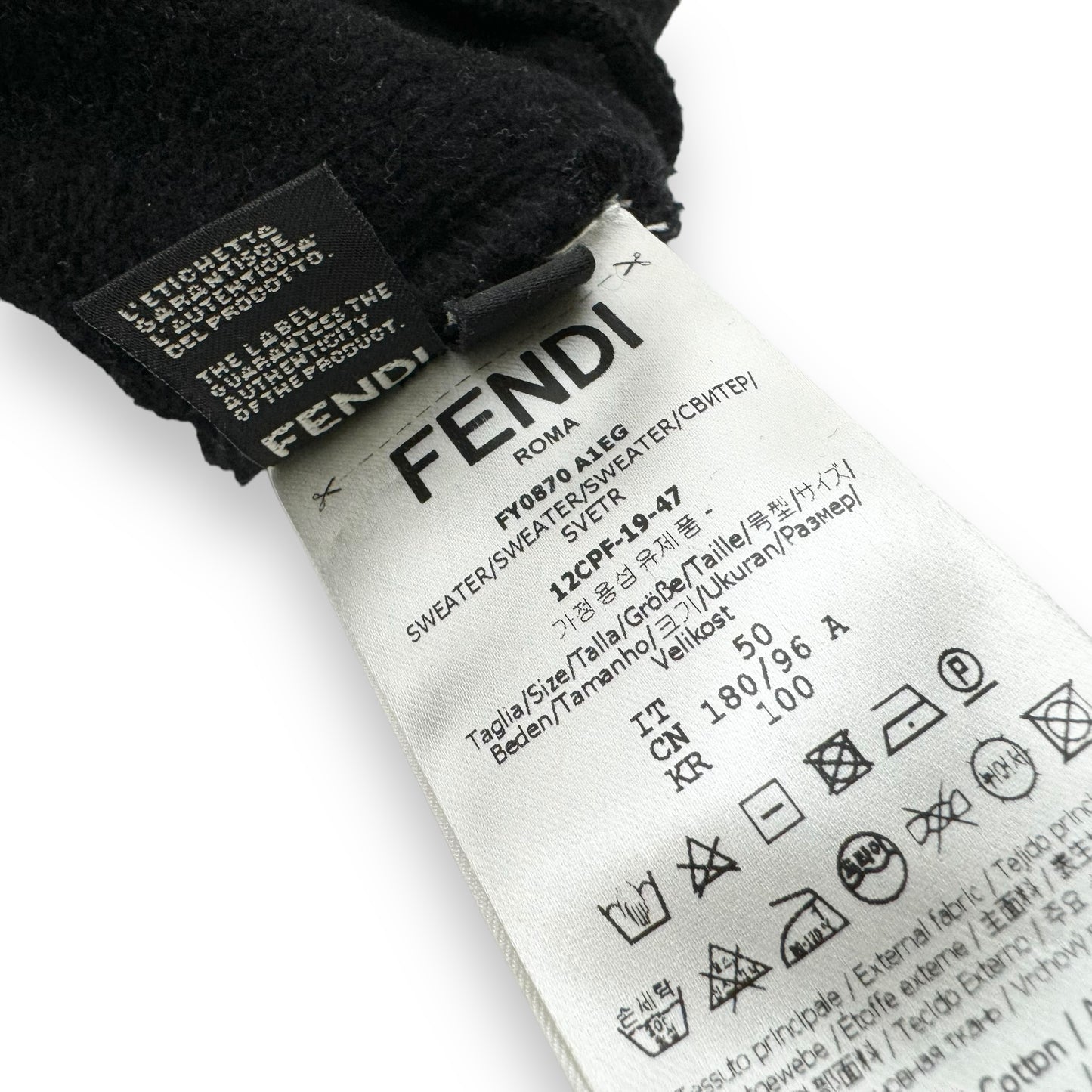 FENDI FF TAPE HOODIE BLACK L