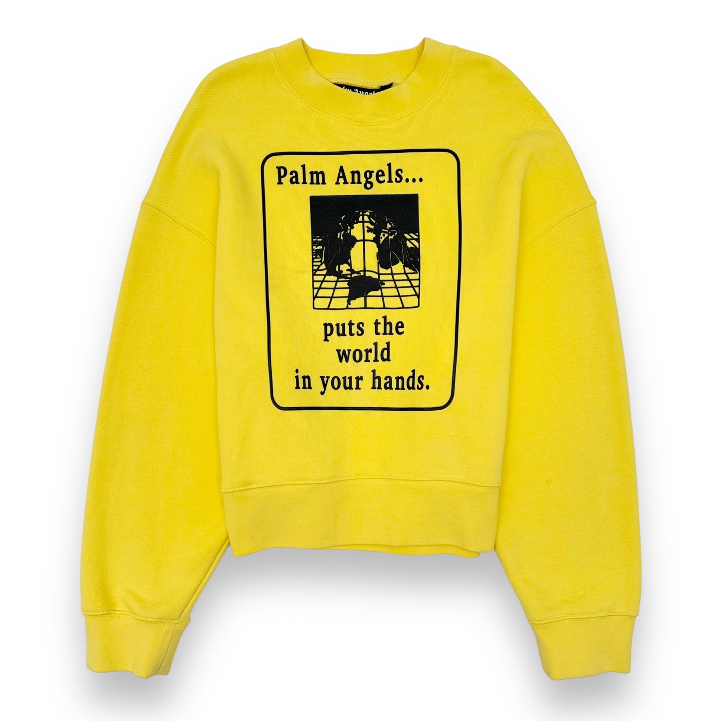 PALM ANGELS 'WORLD IN YOUR HANDS' SWEATSHIRT YELLOW S