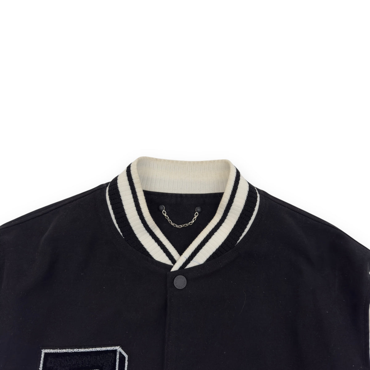 LOUIS VUITTON X FRAGMENT SS17 LV VARSITY JACKET BLACK / WHITE L