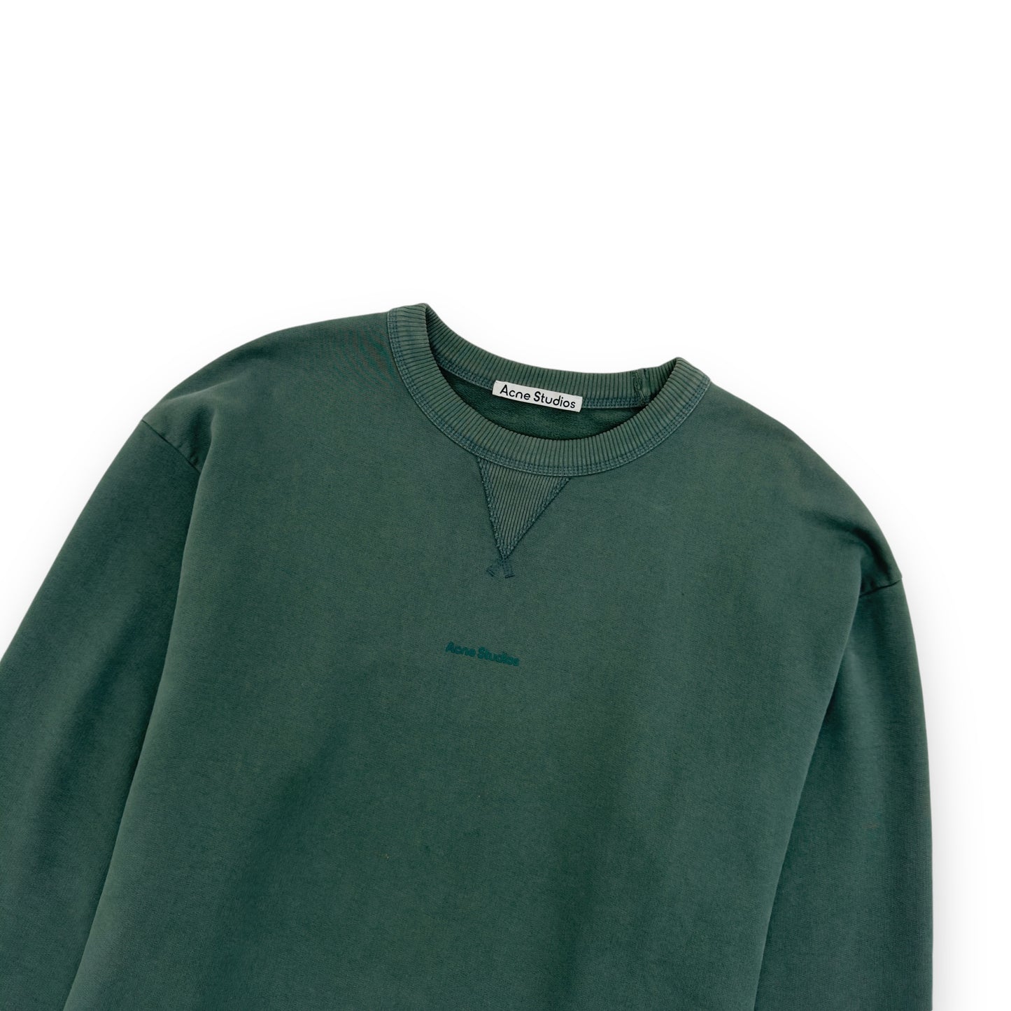 ACNE STUDIOS LOGO CREWNECK SWEATSHIRT FOREST GREEN L