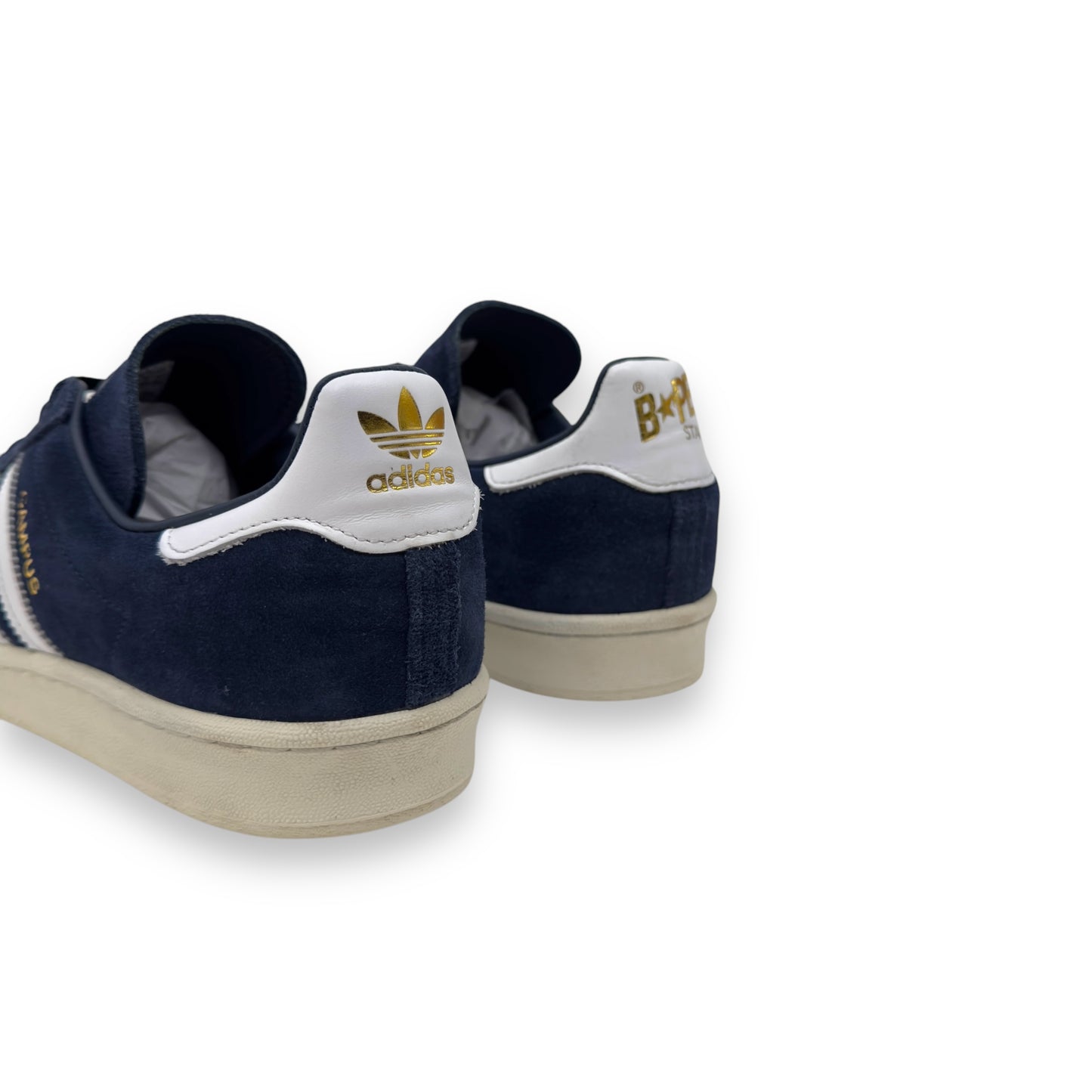 BAPE X ADIDAS CAMPUS 80S 30TH ANNIVERSARY SUEDE SNEAKER NAVY UK10.5