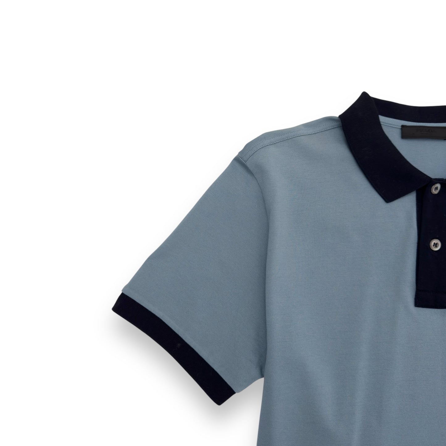 PRADA CHEST LOGO POLO SHIRT BLUE / BLACK M