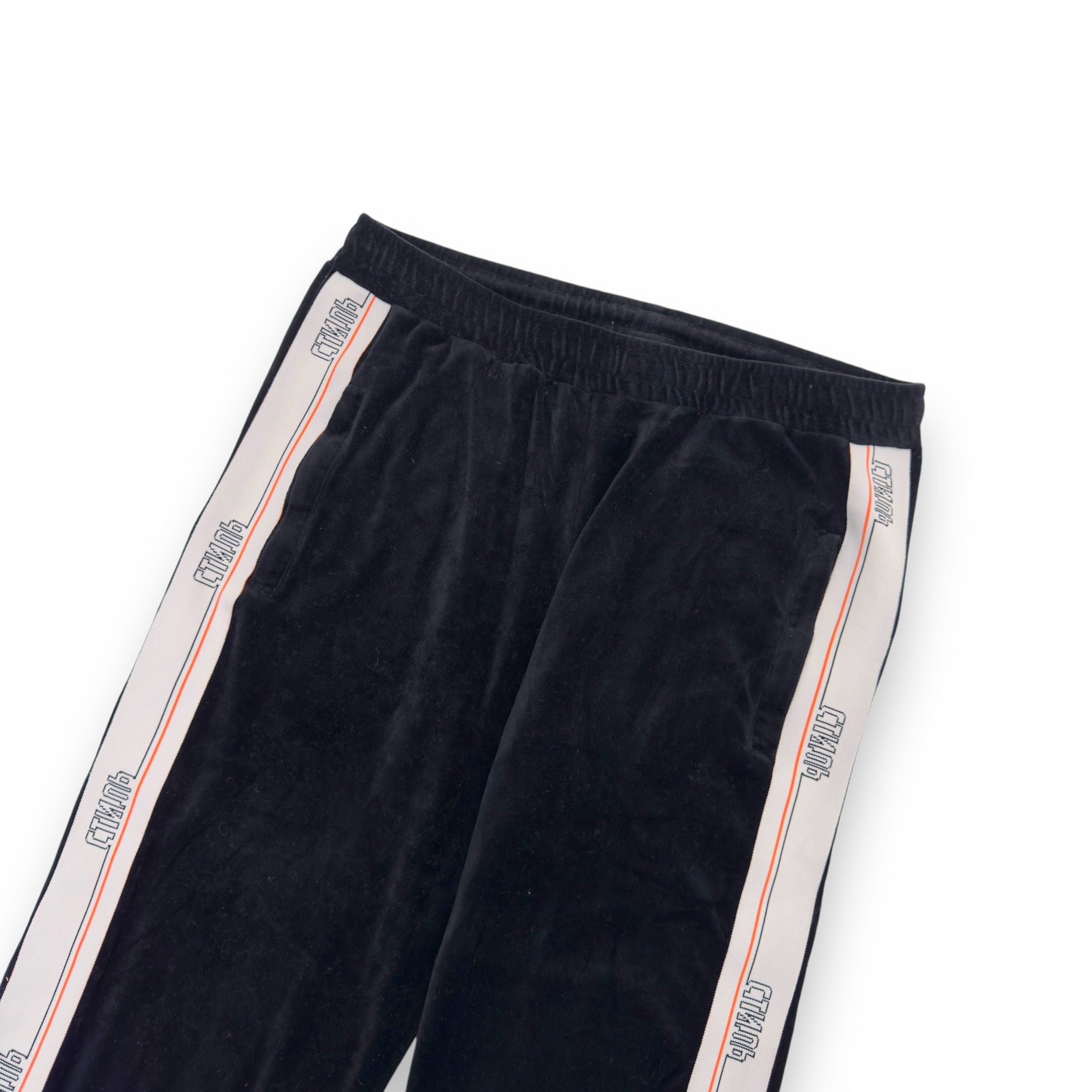 HERON PRESTON VELVET SIDE STRIPE TRACK PANTS BLACK XL