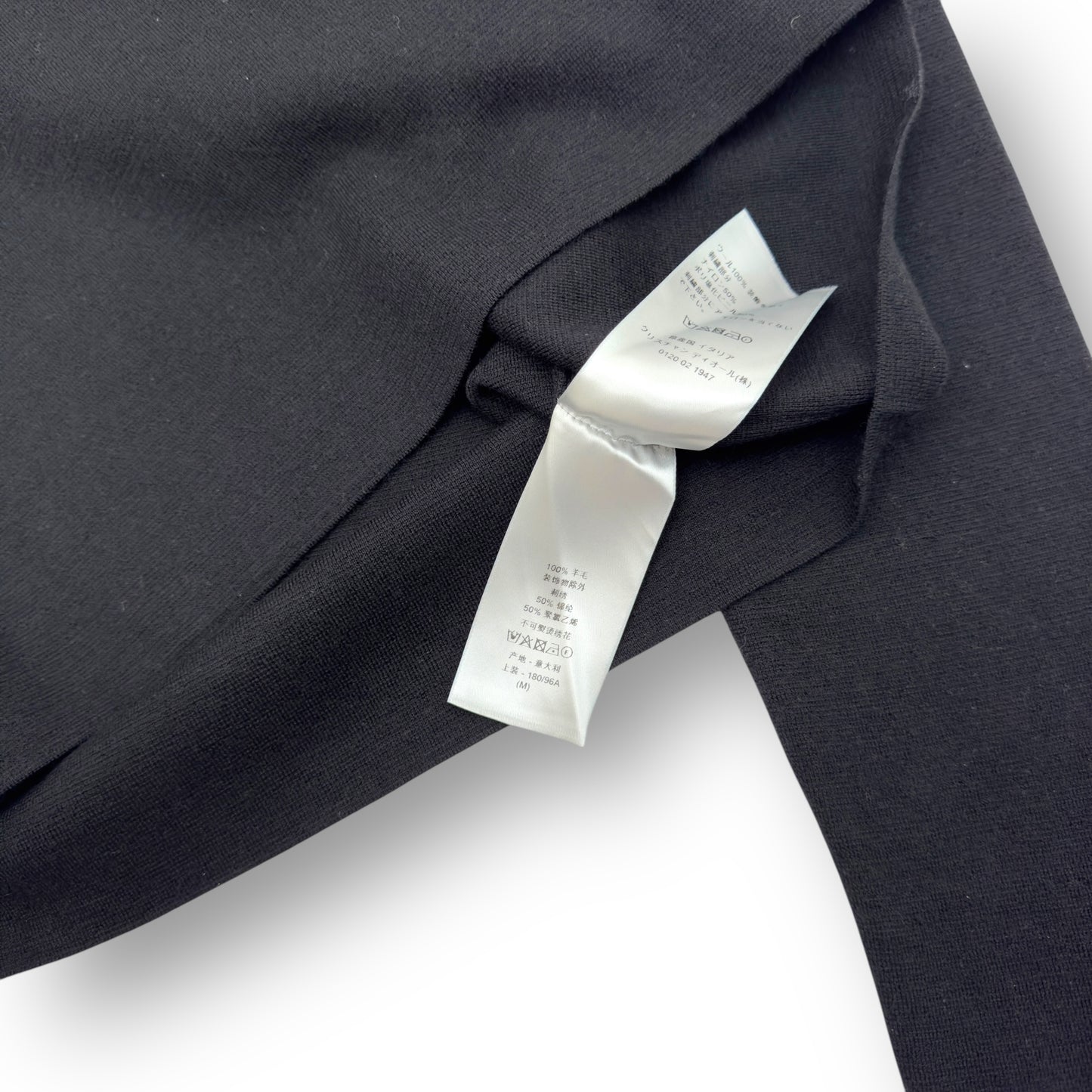 DIOR LOGO PATCH CREWNECK WOOL SWEATER BLACK M