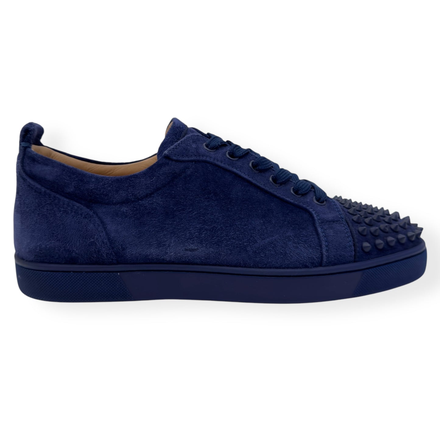 CHRISTIAN LOUBOUTIN LOUIS JUNIOR SPIKE SUEDE SNEAKER NAVY BLUE 43 / UK9