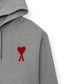 AMI PARIS LOGO HOODIE GREY / RED M