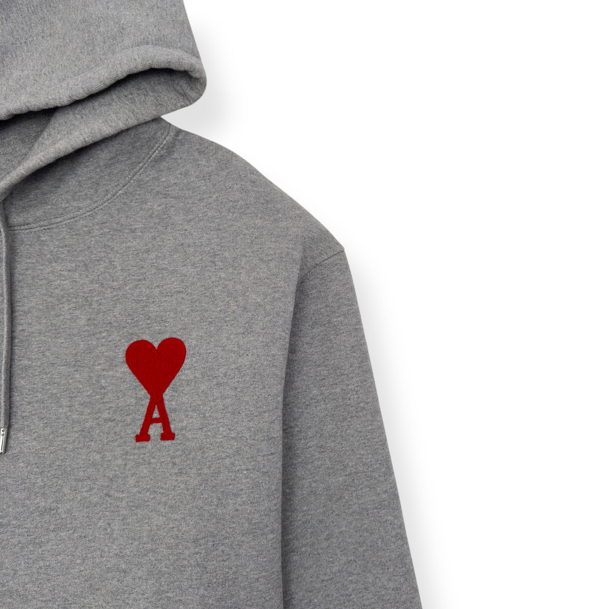 AMI PARIS LOGO HOODIE GREY / RED M