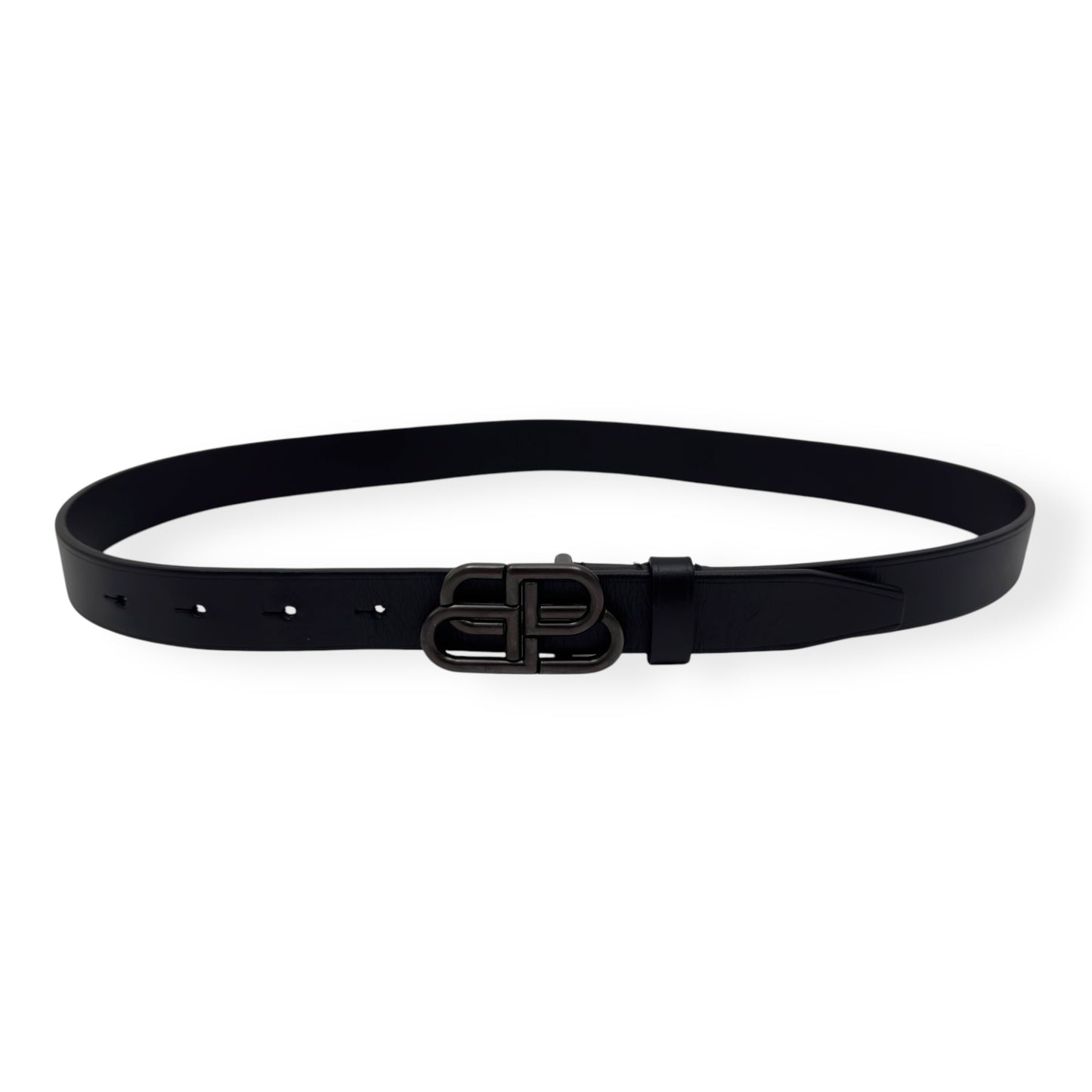 BALENCIAGA BB THIN LEATHER BELT BLACK 75CM