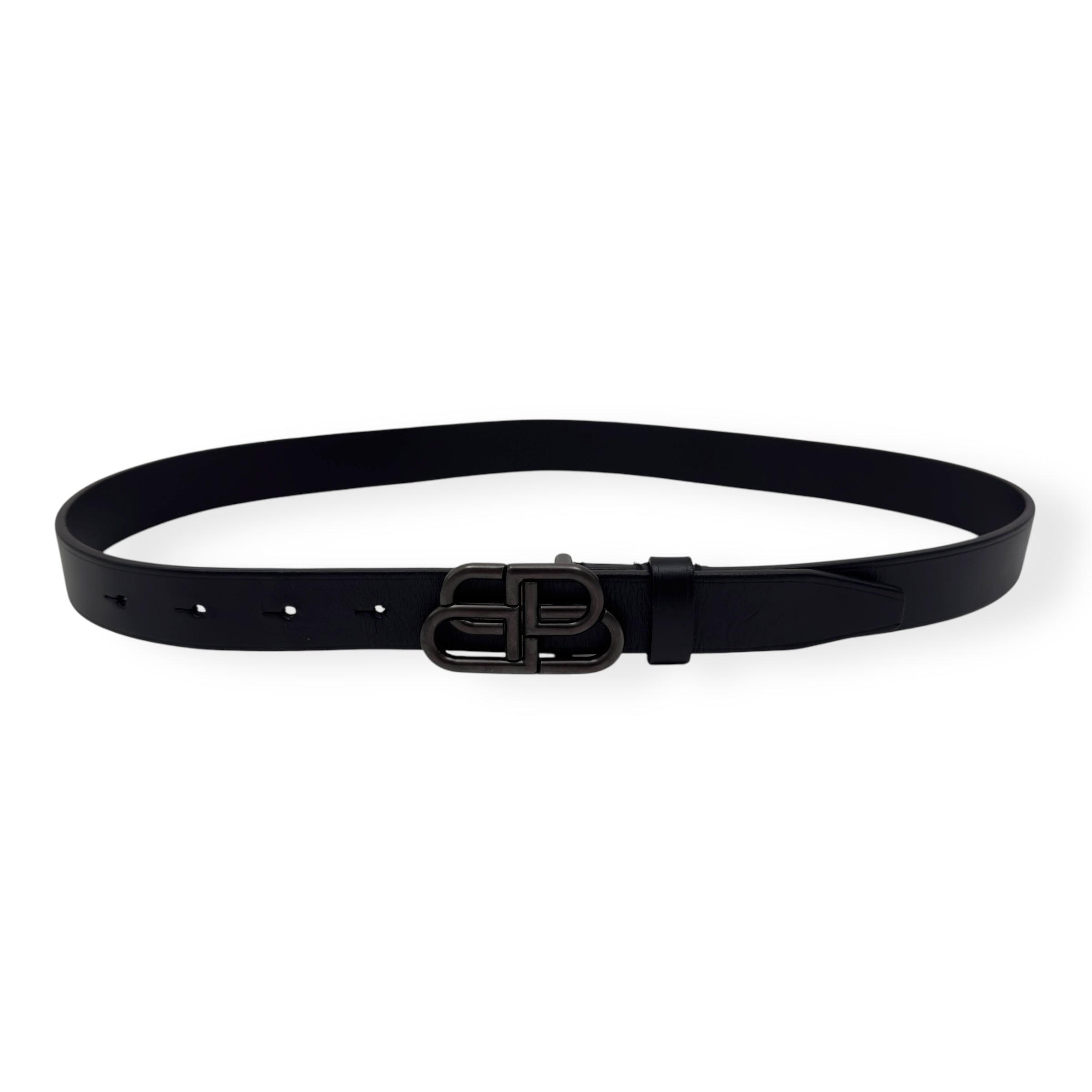 BALENCIAGA BB THIN LEATHER BELT BLACK 75CM