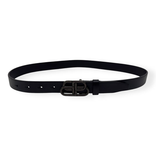 BALENCIAGA BB THIN LEATHER BELT BLACK 75CM