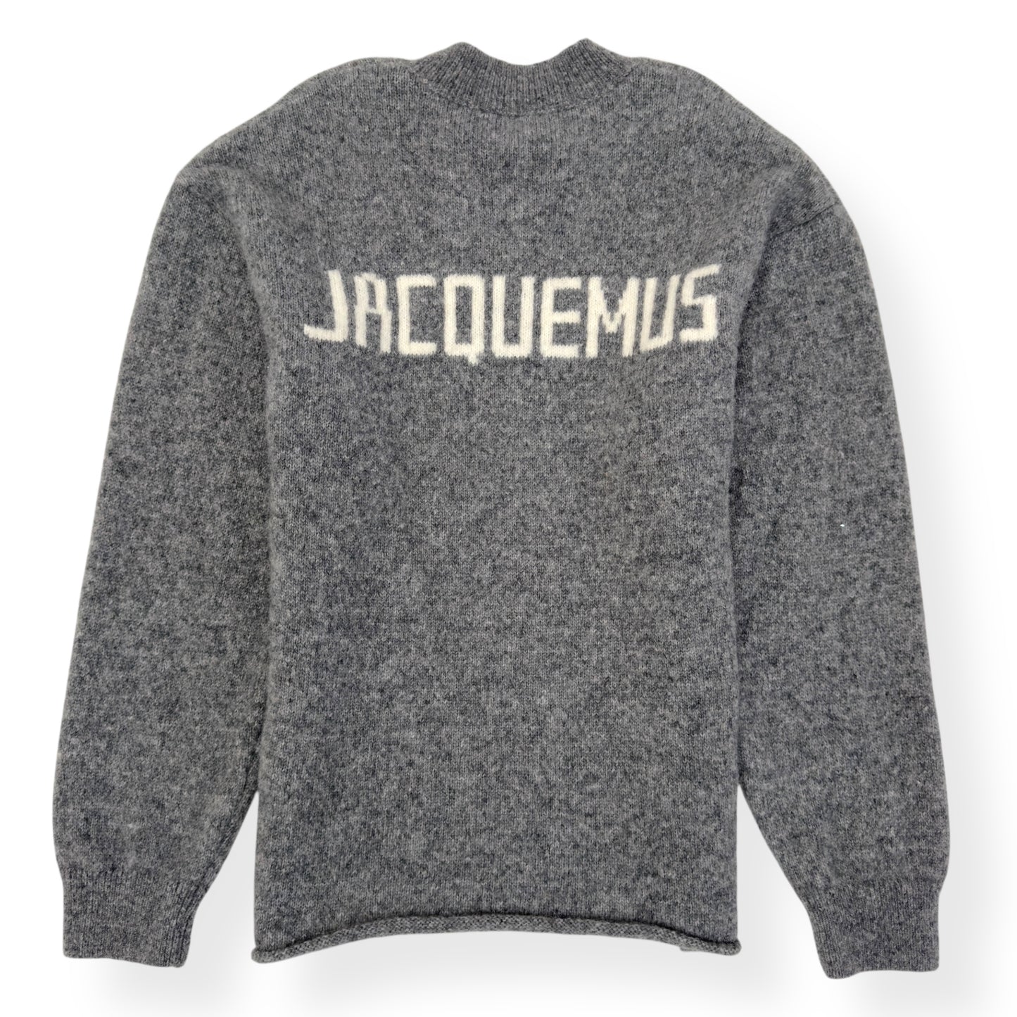 JACQUEMUS LE PULL WOOL-BLEND SWEATER GREY / WHITE L