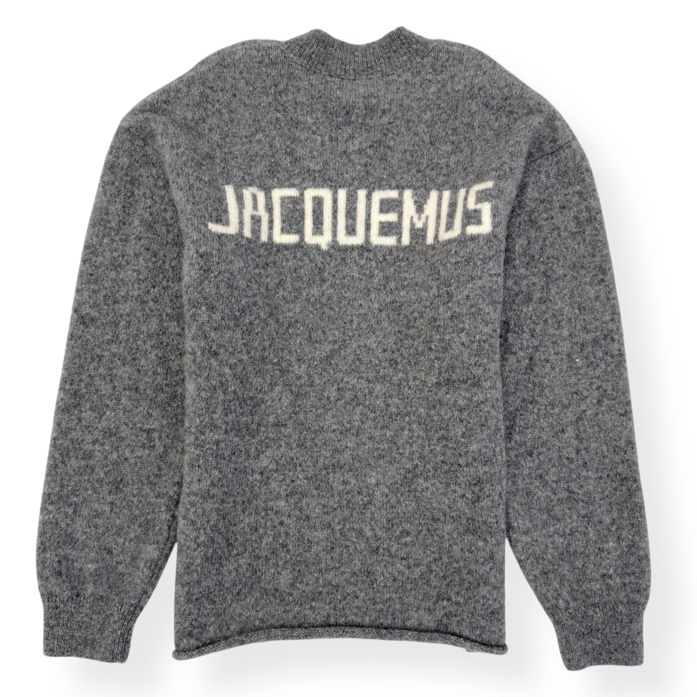 JACQUEMUS LE PULL WOOL-BLEND SWEATER GREY / WHITE L