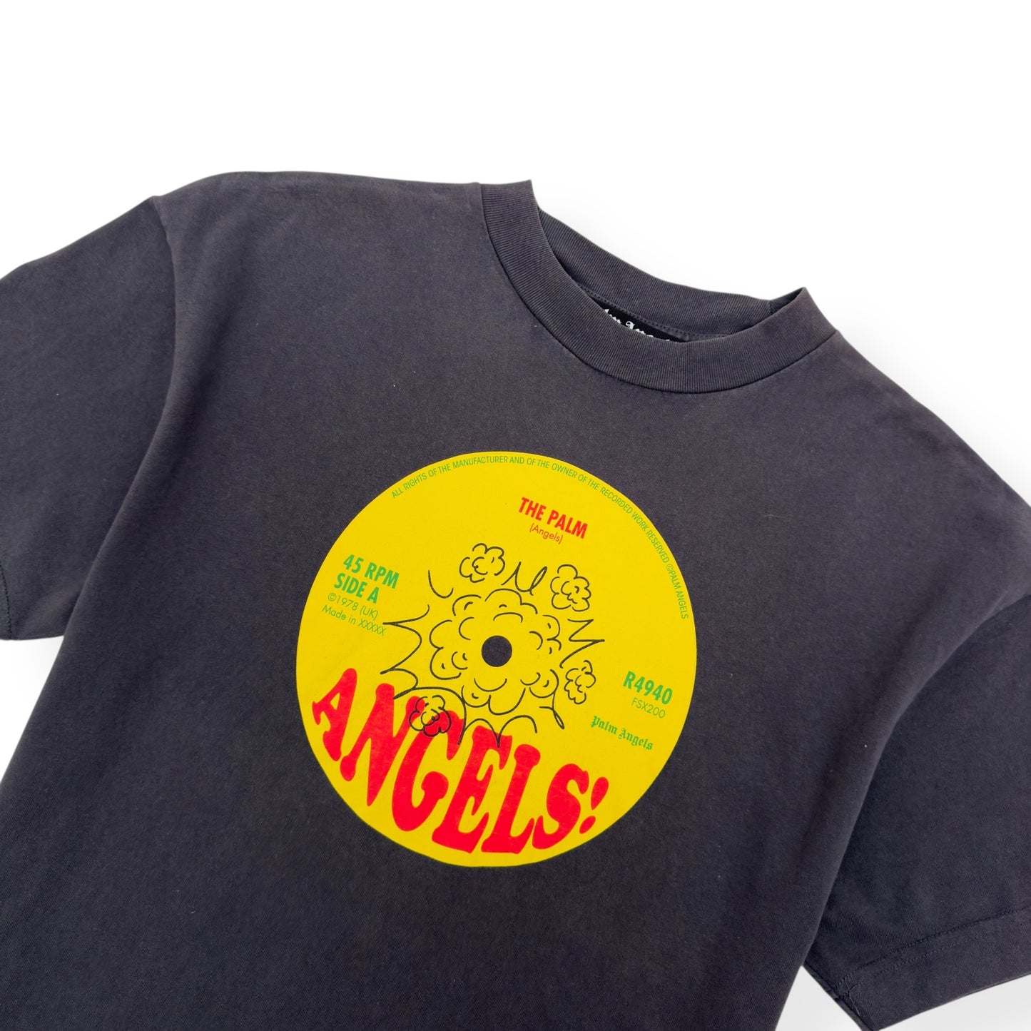 PALM ANGELS LOGO PRINT T-SHIRT BLACK / YELLOW M