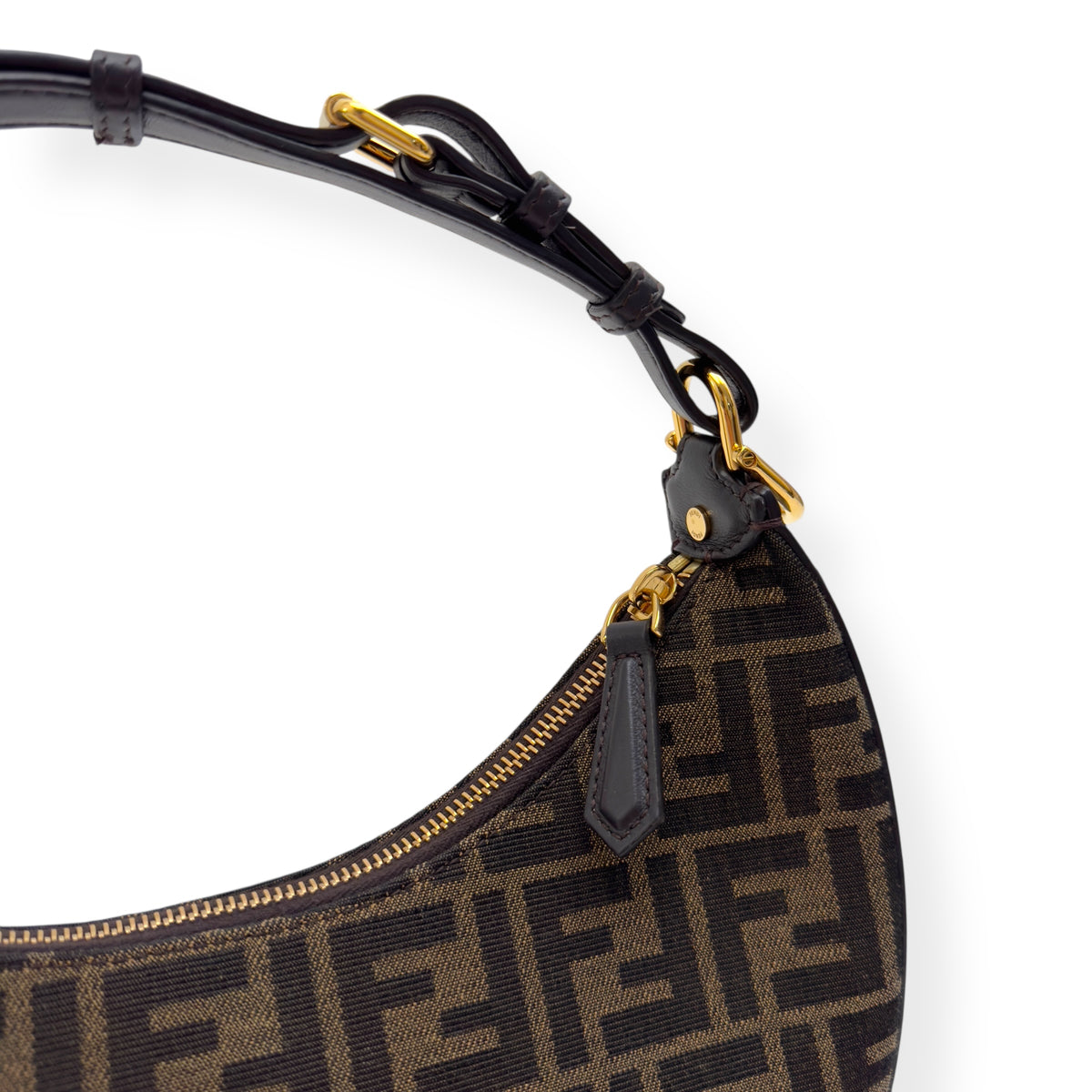 FENDI FENDIGRAPHY FF JACQUARD FABRIC BAG BLACK / BROWN S