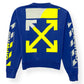 OFF WHITE DIAGONAL SPLIT LOGO SWEATSHIRT BLUE / YELLOW L