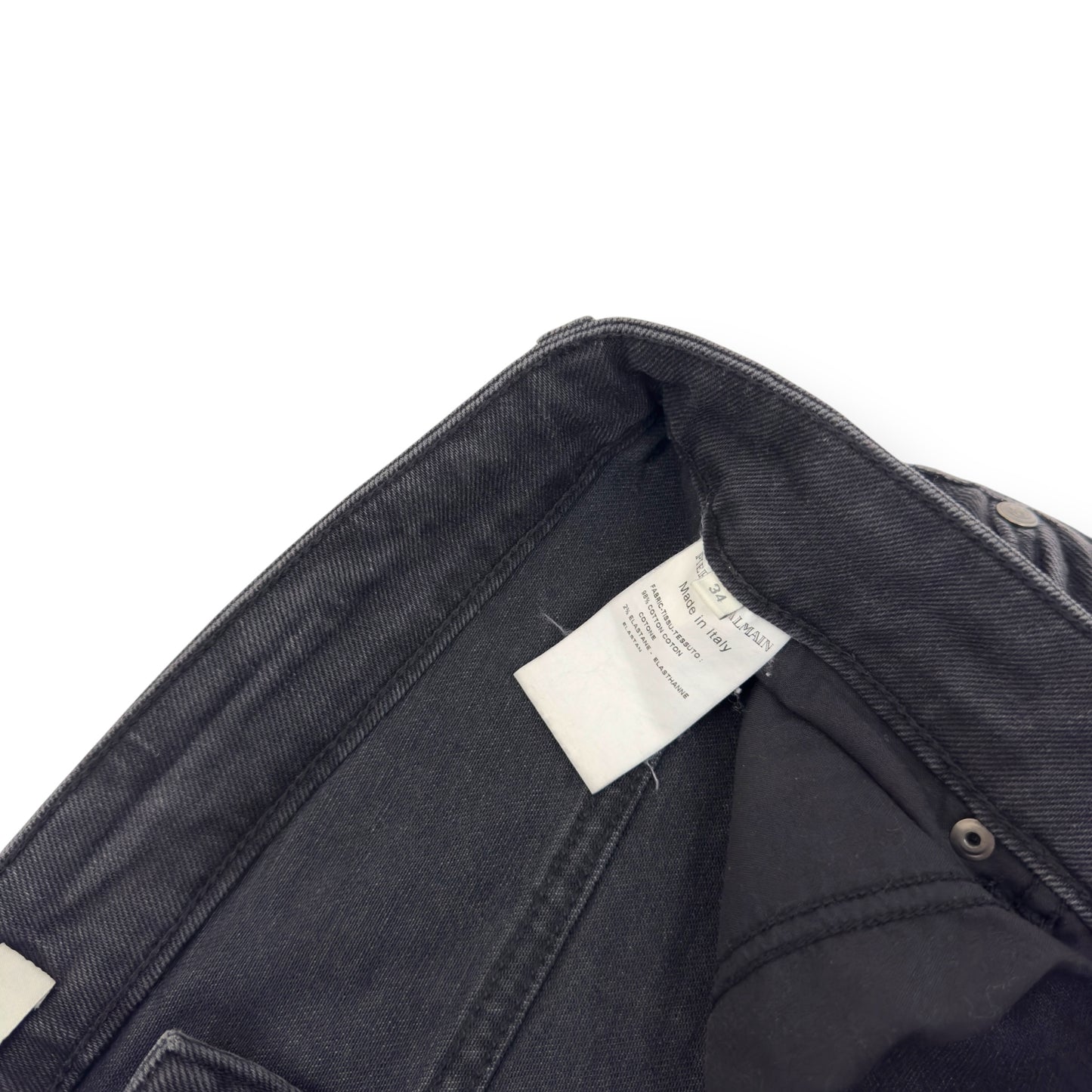 BALMAIN WASHED BIKER JEANS BLACK W34”
