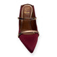 MALONE SOULIERS MAUREEN 100MM STILETTO SATIN / LEATHER MULES WINE / ROSE 36 / UK3