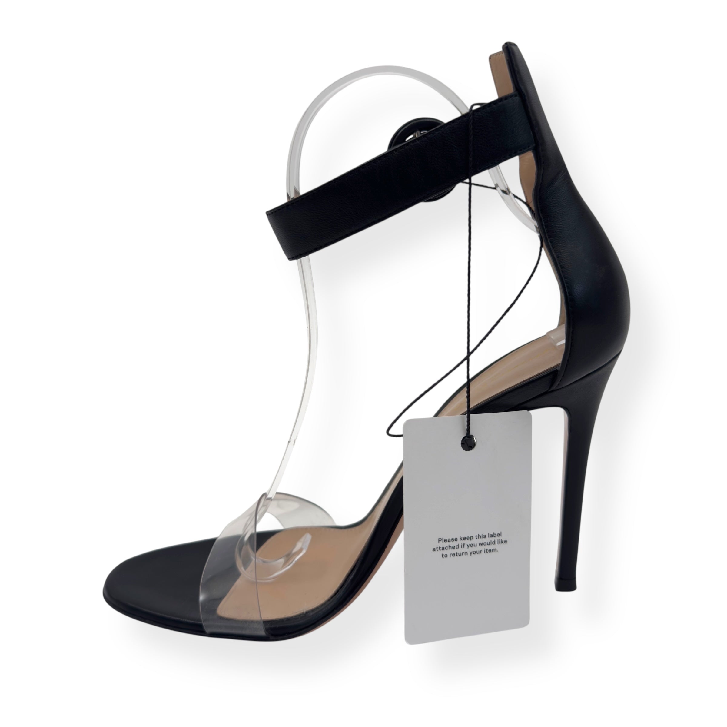 GIANVITO ROSSI LEATHER / PVC STELLA ANKLE STRAP SANDALS 38 / UK5