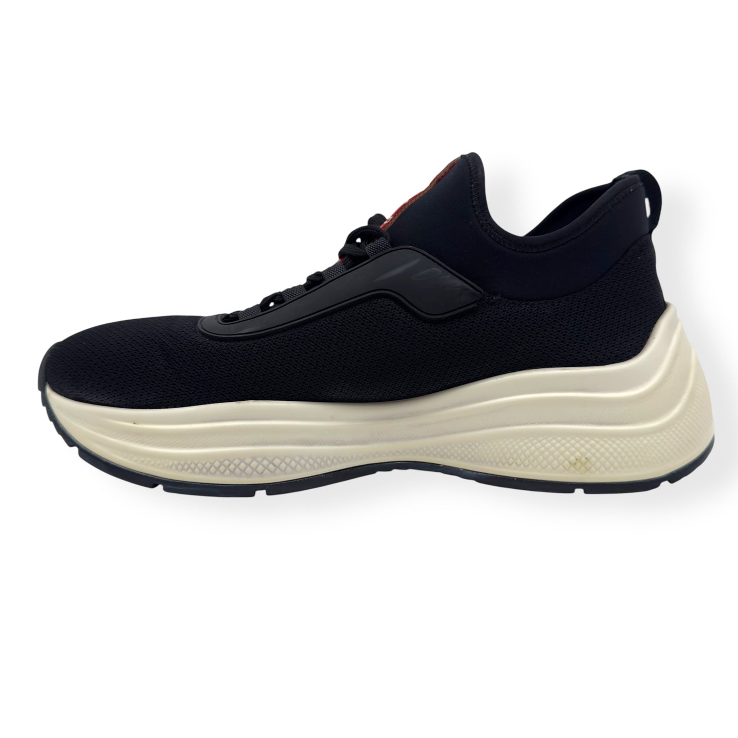 PRADA NEOPRENE LOW TOP SNEAKER BLACK / WHITE UK7