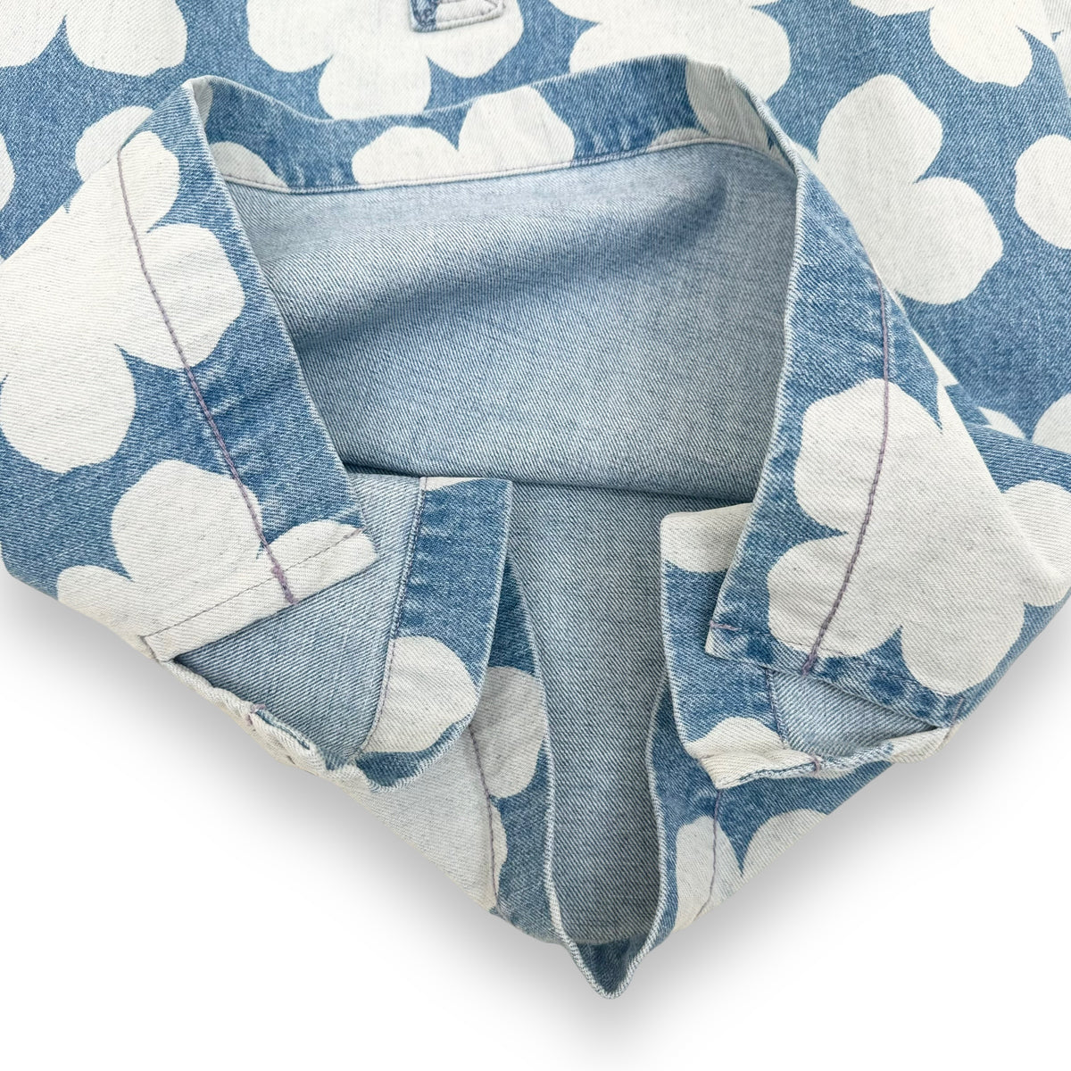 KENZO PARIS FLORAL-PRINT DENIM JACKET BLUE XL