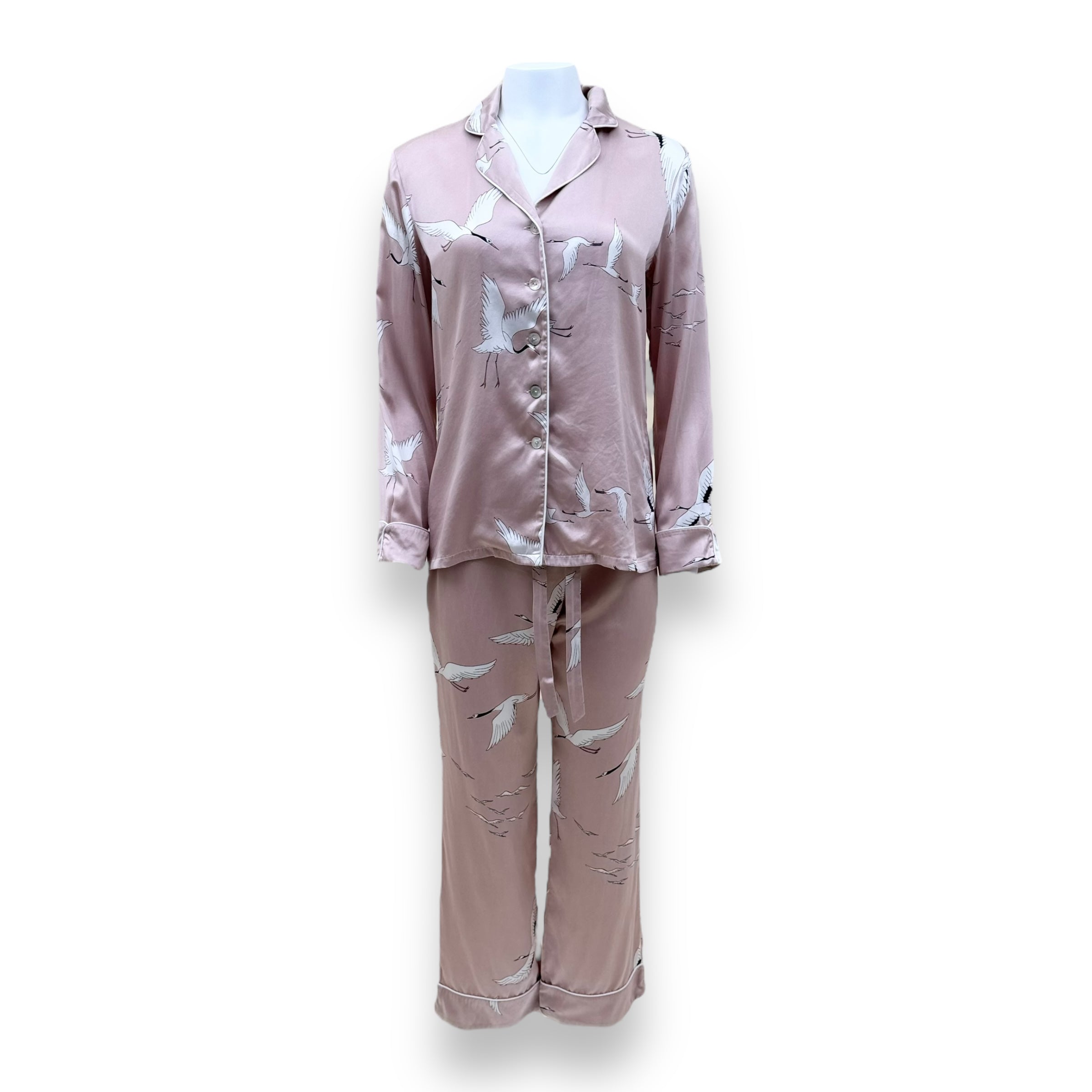 OLIVIA VON HALLE LILA PRINTED SILK-SATIN PYJAMA SET PINK S