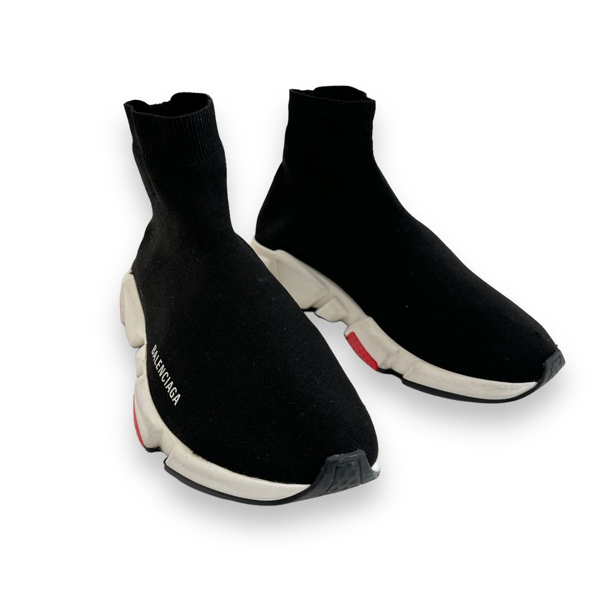 BALENCIAGA SPEED SNEAKER BLACK / WHITE / RED UK8