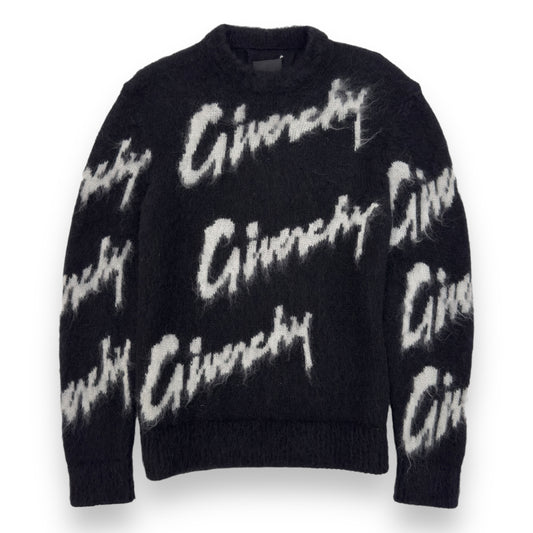 GIVENCHY MOHAIR LOGO PRINT KNITTED JUMPER BLACK / WHITE M