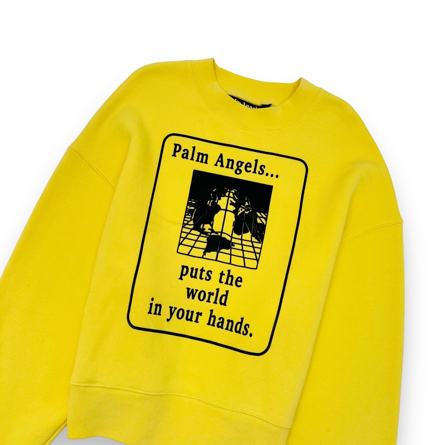 PALM ANGELS 'WORLD IN YOUR HANDS' SWEATSHIRT YELLOW S