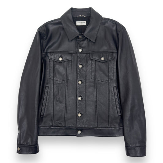 SAINT LAURENT SLIM-FIT LEATHER TRUCKER JACKET XXL