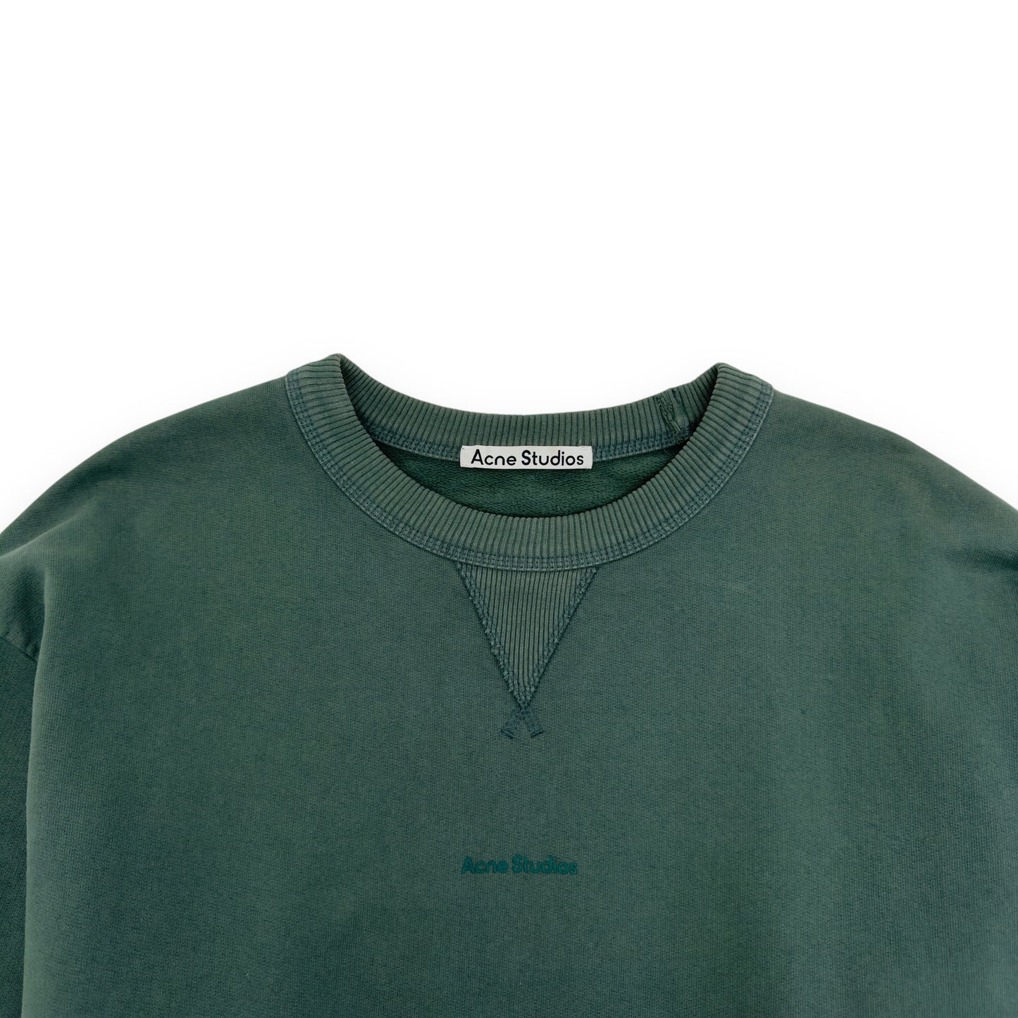 ACNE STUDIOS LOGO CREWNECK SWEATSHIRT FOREST GREEN L