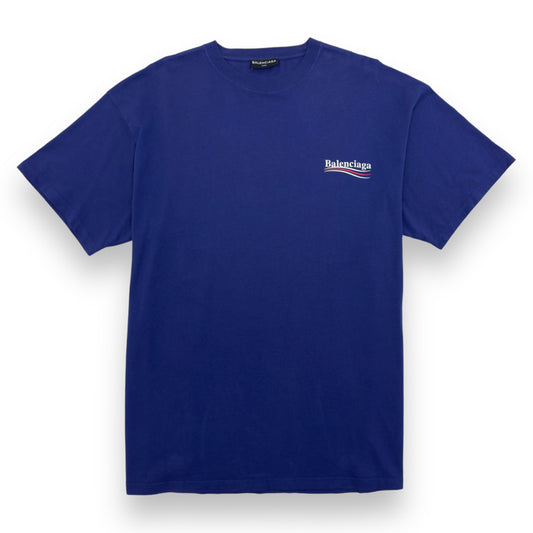 BALENCIAGA POLITICAL LOGO T-SHIRT BLUE L