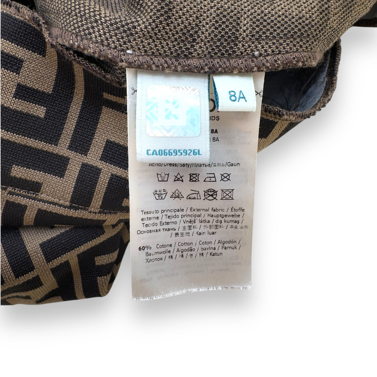 GIRLS FENDI FF DRESS BROWN AGE 8