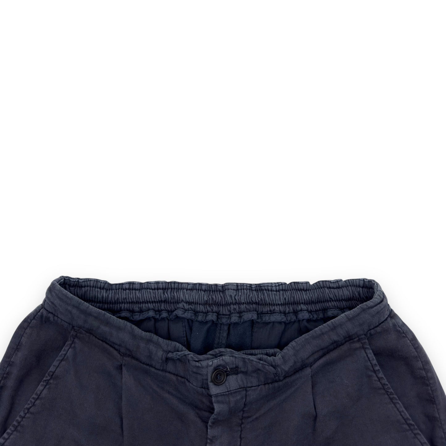 THOM SWEENEY LINEN JERSEY PLEATED SHORTS NAVY BLUE W30”