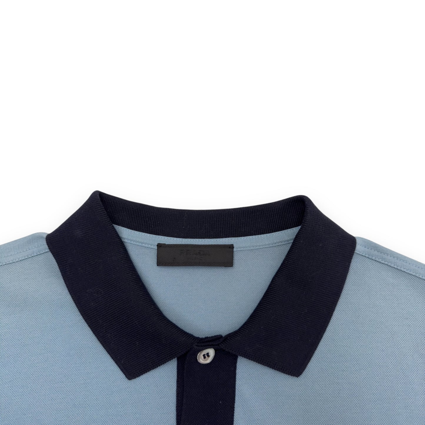 PRADA CHEST LOGO POLO SHIRT BLUE / BLACK M