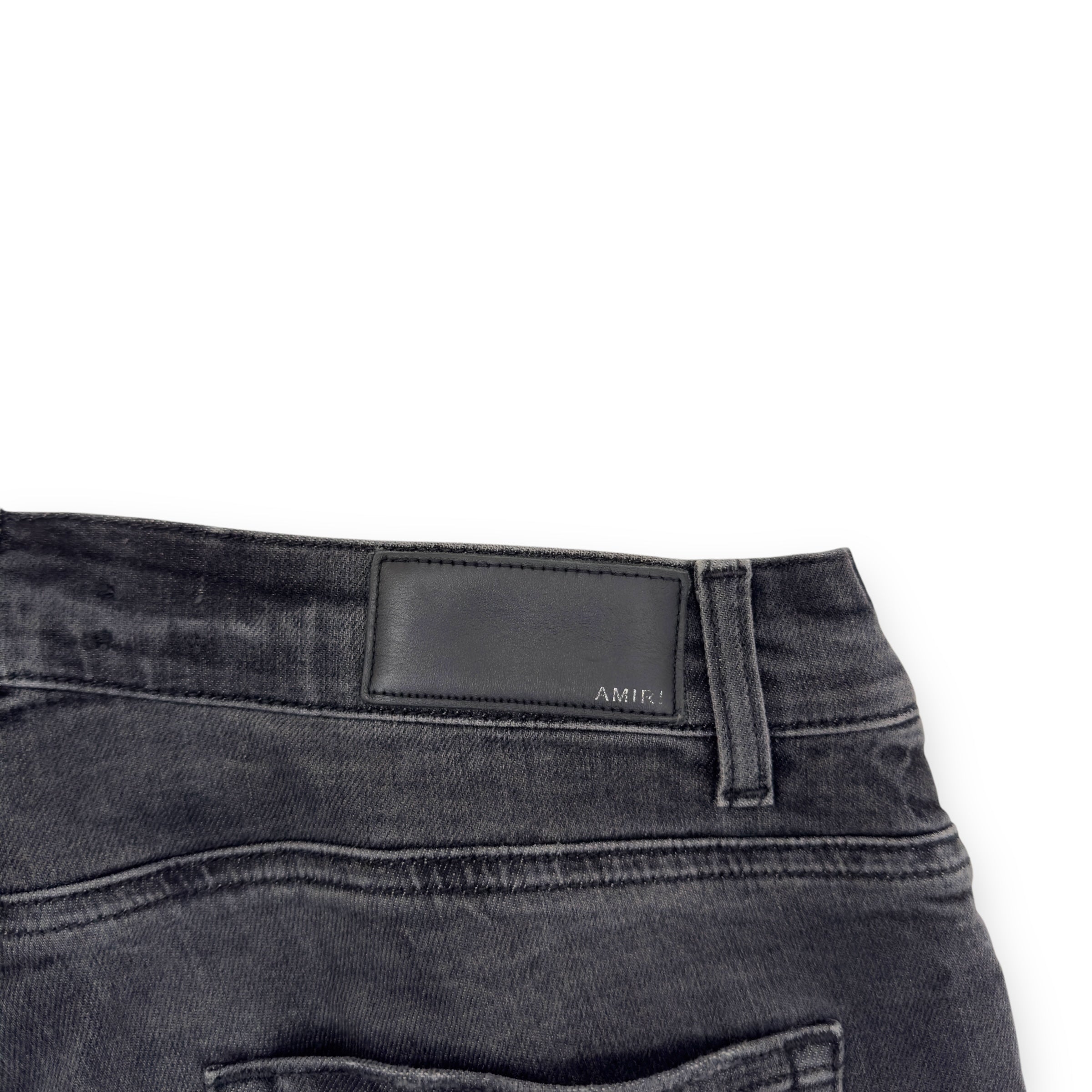 AMIRI BANDANA PATCH DISTRESSED DENIM JEANS BLACK W34”