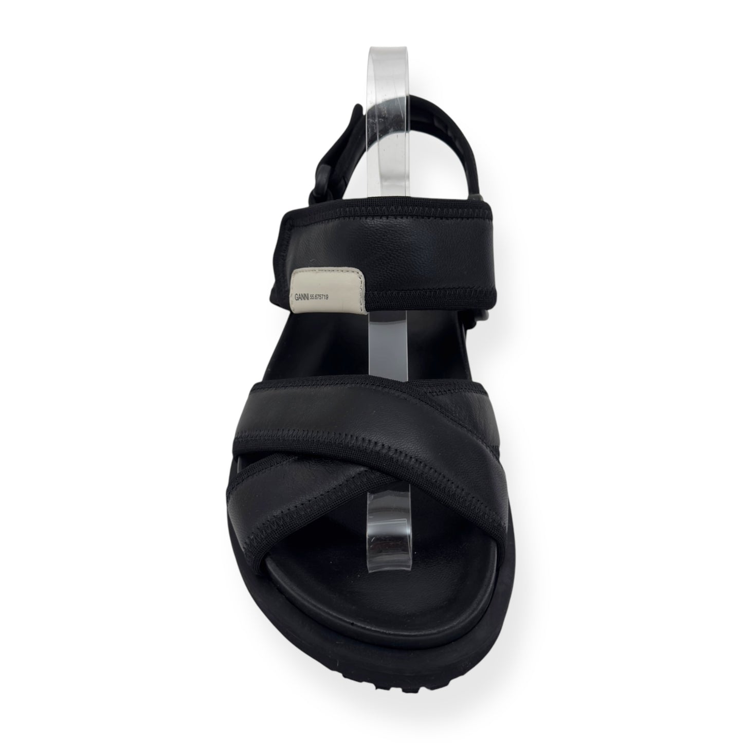 GANNI WOMENS HIKING LEATHER SANDALS BLACK 38 / UK5