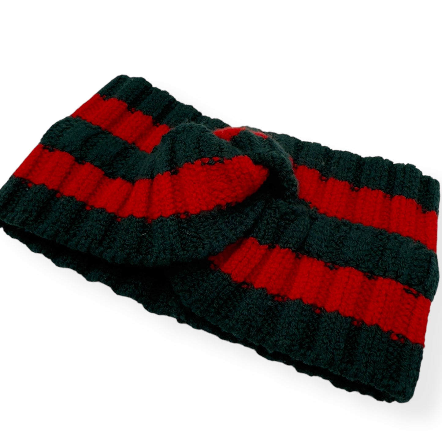 GUCCI WOOL WEB HEADBAND GREEN / RED S