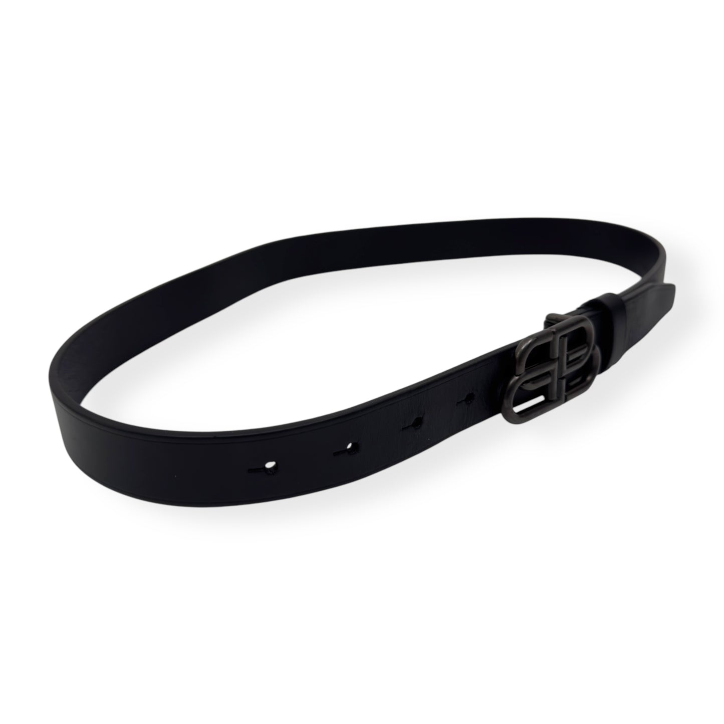 BALENCIAGA BB THIN LEATHER BELT BLACK 75CM