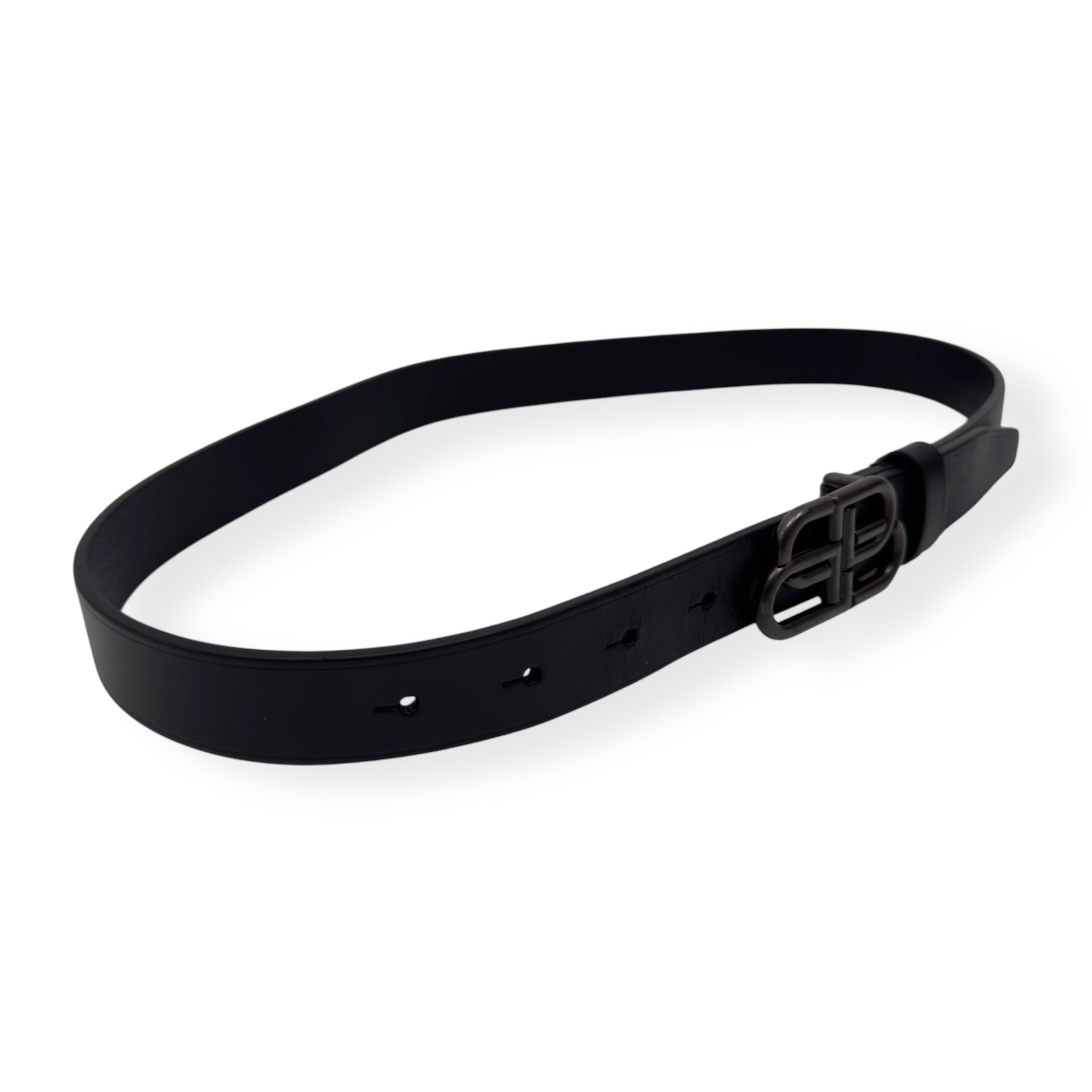 BALENCIAGA BB THIN LEATHER BELT BLACK 75CM