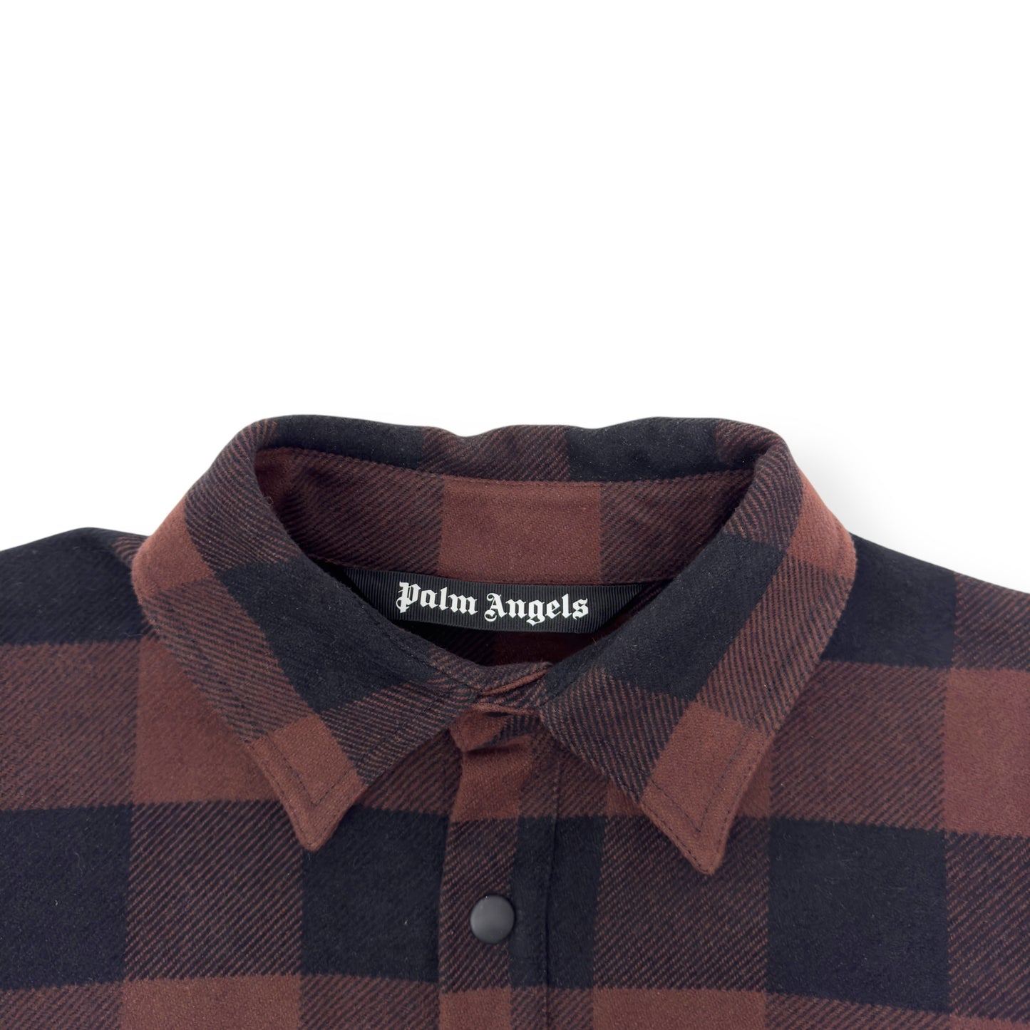 PALM ANGELS OVERSIZED CLASSIC LOGO CHECK OVER SHIRT BLACK / BROWN S