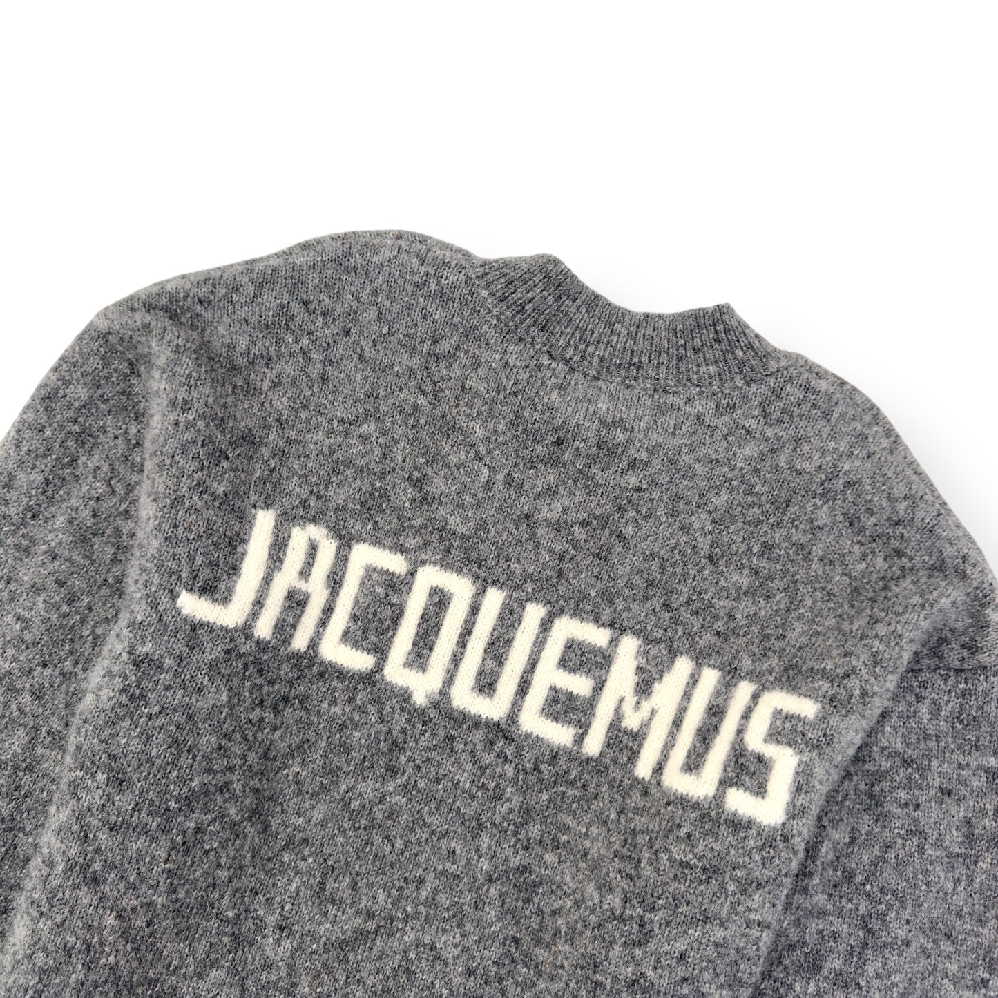 JACQUEMUS LE PULL WOOL-BLEND SWEATER GREY / WHITE L