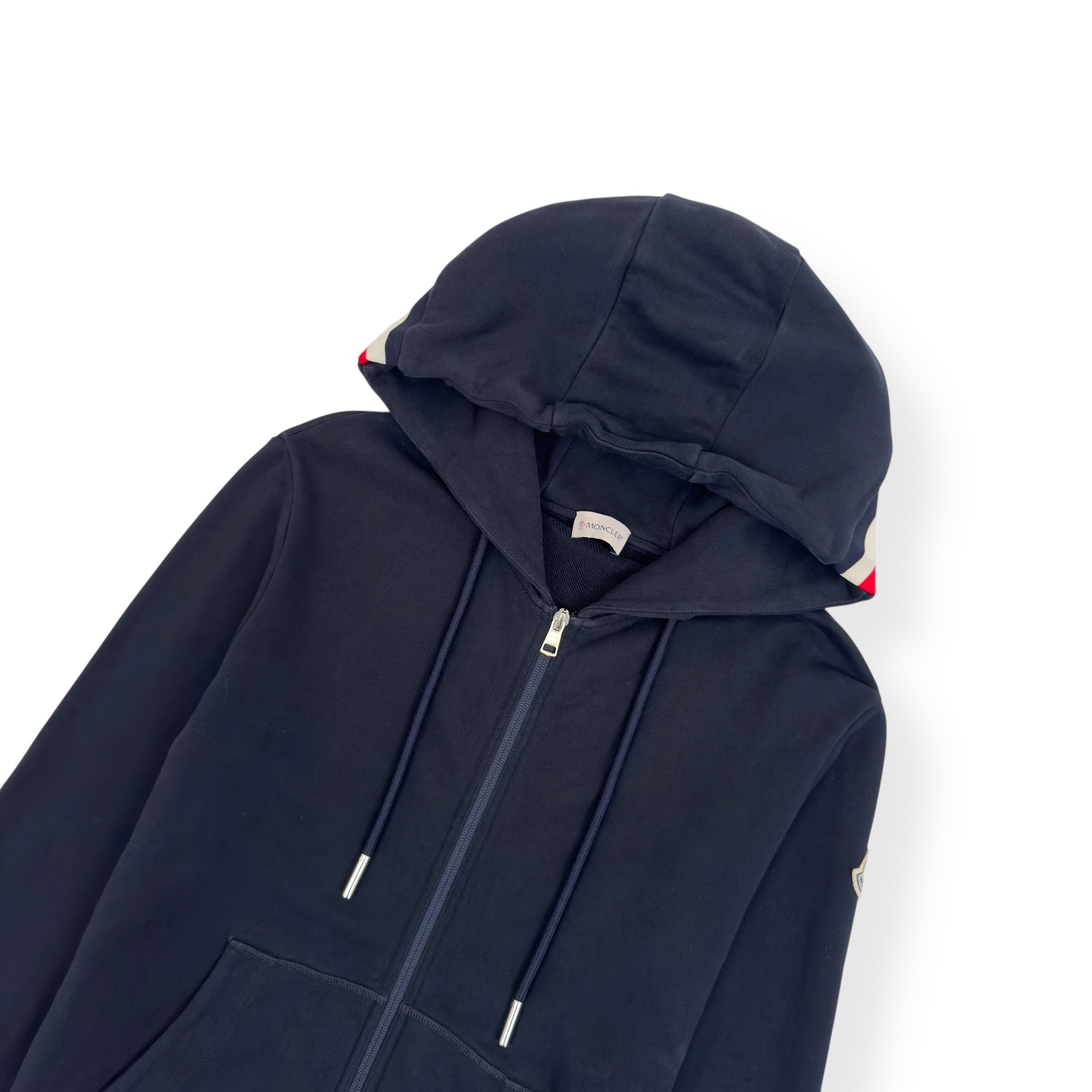 MONCLER MAGLIA ZIP LOGO HOODIE NAVY L