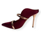 MALONE SOULIERS MAUREEN 100MM STILETTO SATIN / LEATHER MULES WINE / ROSE 36 / UK3
