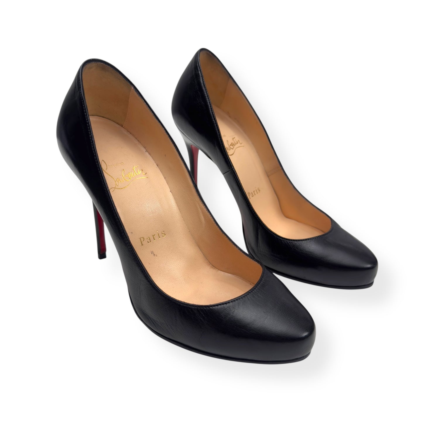 CHRISTIAN LOUBOUTIN LEATHER FIFI SIMPLE HEELS BLACK / RED 36 / UK3