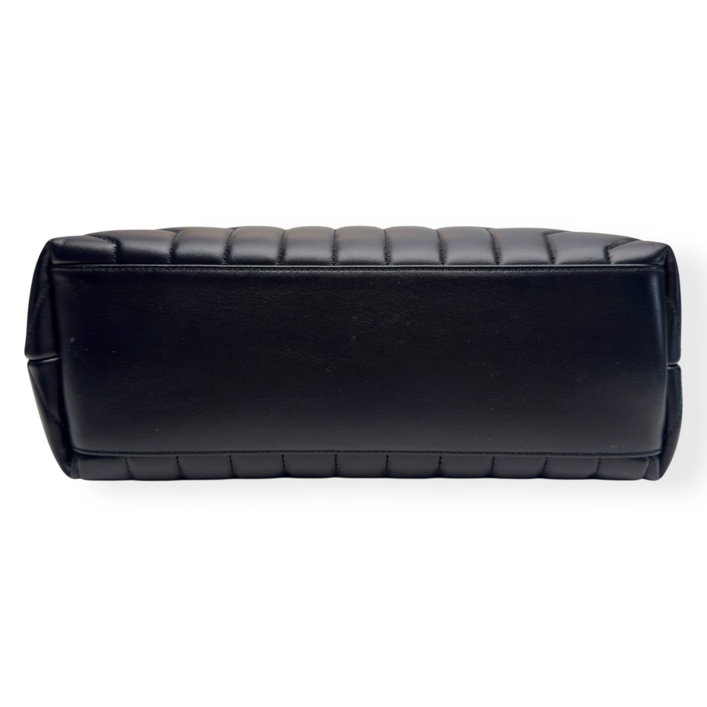 SAINT LAURENT LOULOU QUILTED LEATHER SHOULDER BAG BLACK / SILVER M