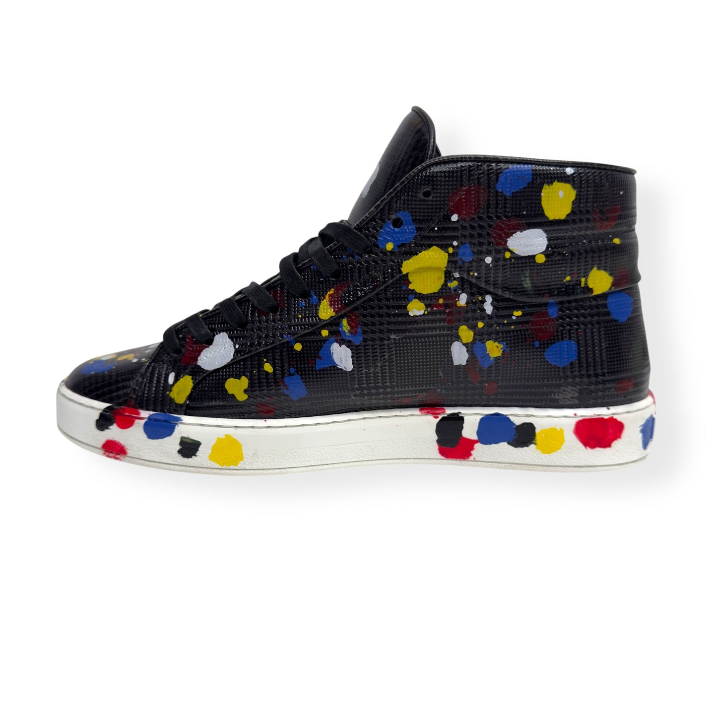 DIOR HOMME HIGH-TOP B06 PAINT SPLATTER SNEAKER BLACK UK8