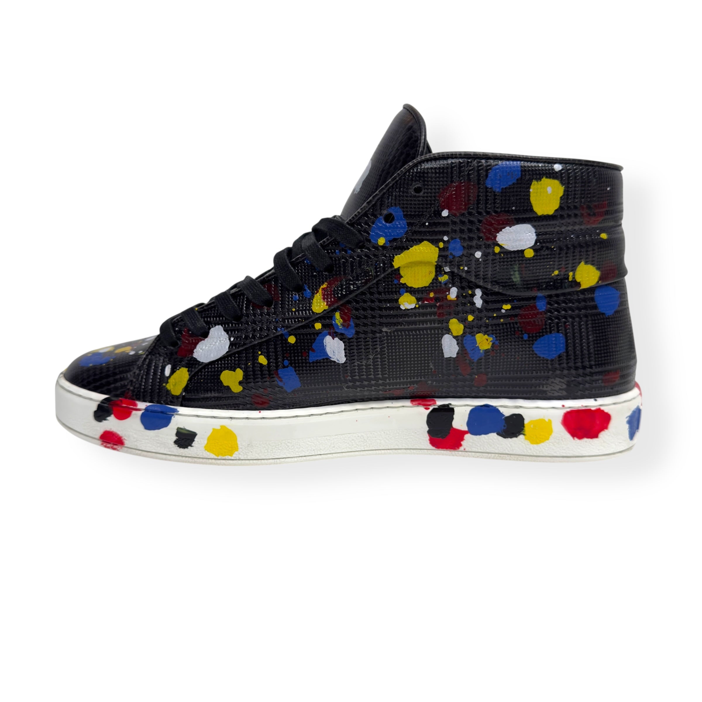 DIOR HOMME HIGH-TOP B06 PAINT SPLATTER SNEAKER BLACK UK8