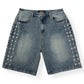 VALE FOREVER CRYSTAL EMBELLISHED SHORTS BLUE W34”